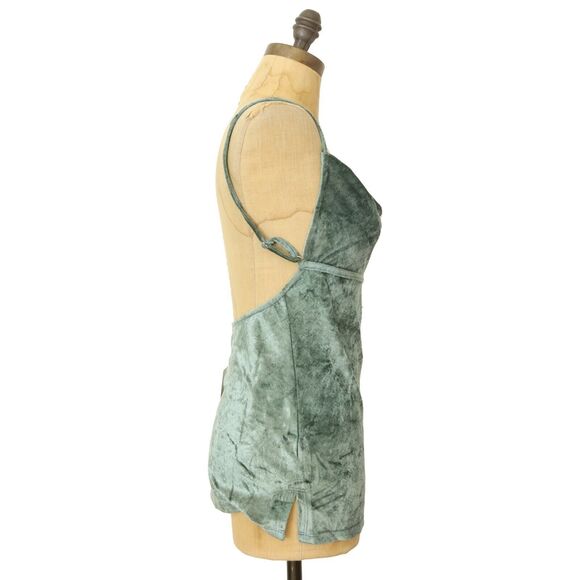 Free People All Night Velvet Tunic Size XS Cami Top Evergreen Open Back NWT B54 - Picture 3 of 6